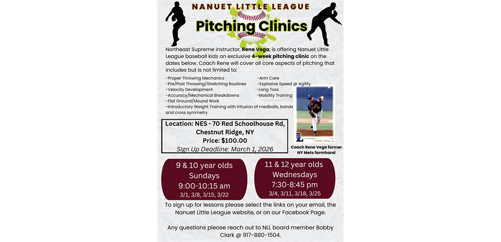 11/12 Yr Old Baseball Pitching Clinic