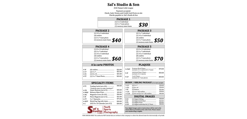 picture day price sheet